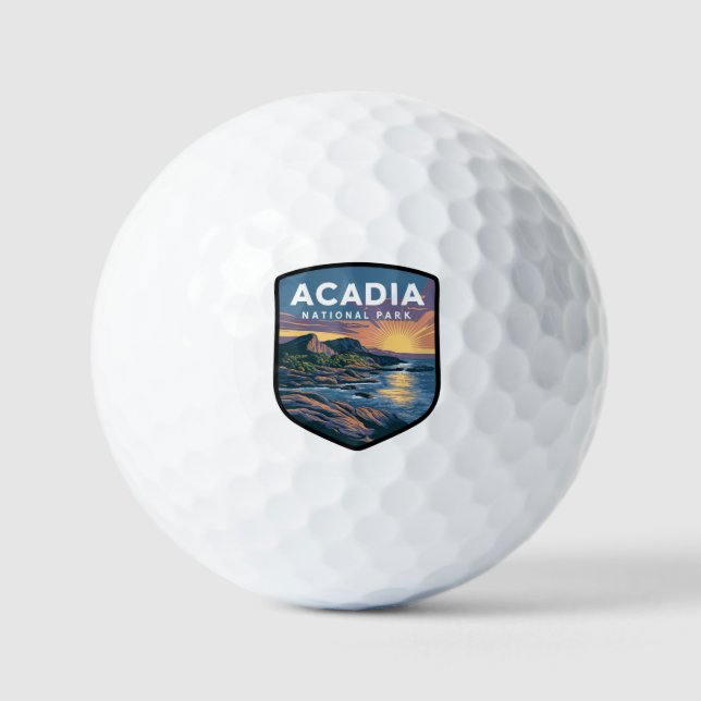 Acadia National Park Sunset Badge Golf Balls (Front)