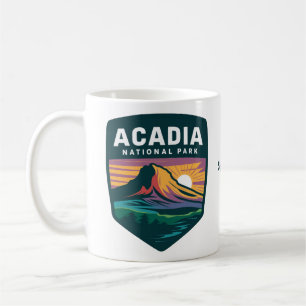 Acadia National Park Sunset Badge Illustration Coffee Mug