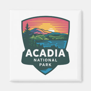 Acadia National Park Sunset Badge Magnet