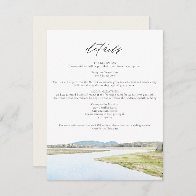 ACADIA NATIONAL PARK Wedding Details Card (Front/Back)