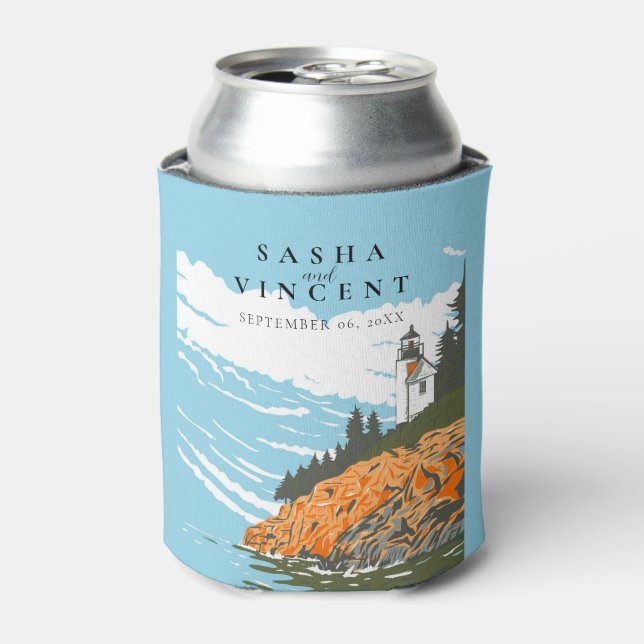 Acadia National Park Wedding Retro Can Cooler (Can Front)