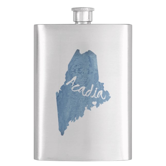 Acadia National Park Wood Grain Hip Flask (Front)