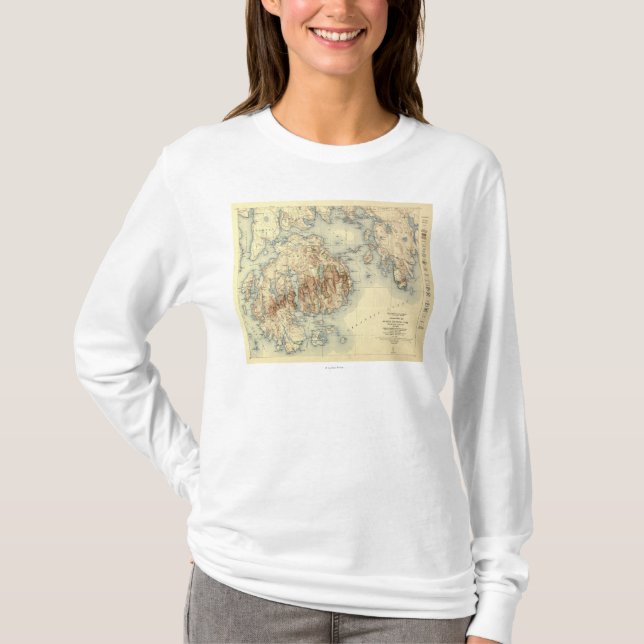 Acadia National ParkTopographic Panoramic Map T-Shirt (Front)