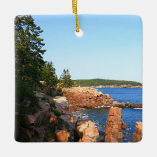 Acadia Rocky Beach near Thunder Hole Ceramic Ornament