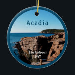 Acadia Thunder Hole National Park Maine Ceramic Tree Decoration<br><div class="desc">Acadia Thunder Hole National Park Maine Ceramic Ornament. Travel to Acadia national Park is not complete without stopping at Thunder Hole. Personalise this beautiful, high resolution image with your Family Name, or First Names if you prefer and the year you visited. You can also replace the front image with your...</div>