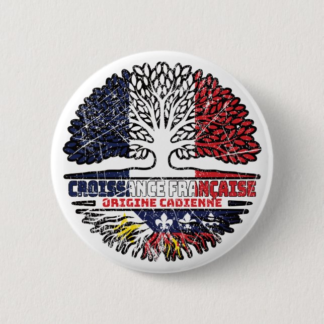 Acadian Cajun French France Tree Roots Flag 6 Cm Round Badge (Front)