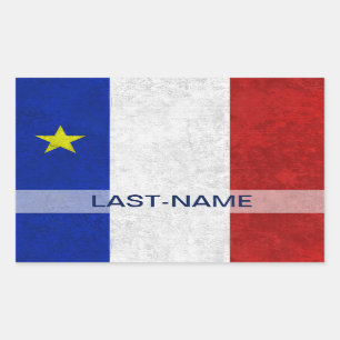 Acadian Flag Surname Distressed Grunge Personalise Rectangular Sticker