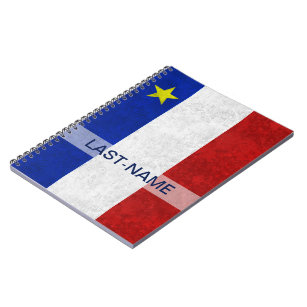 Acadian Flag Surname Distressed Grunge Personalise Spiral Notebook