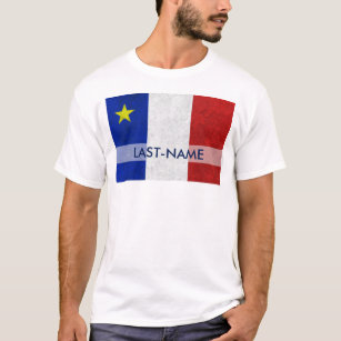 Acadian Flag Surname Distressed Grunge Personalise T-Shirt