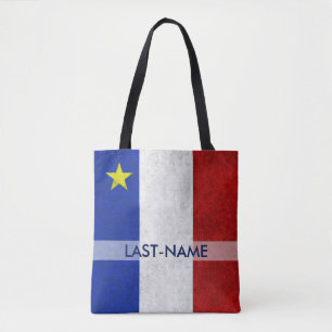 Acadian Flag Surname Personalise Tote Bag