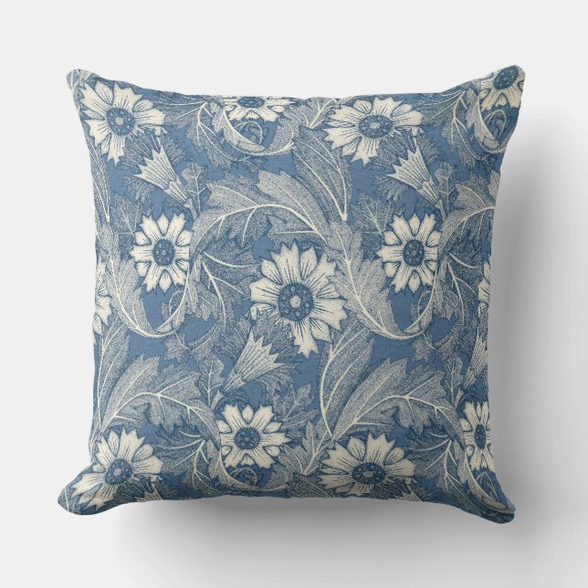 acanthus cobalt denim cushion (Front)
