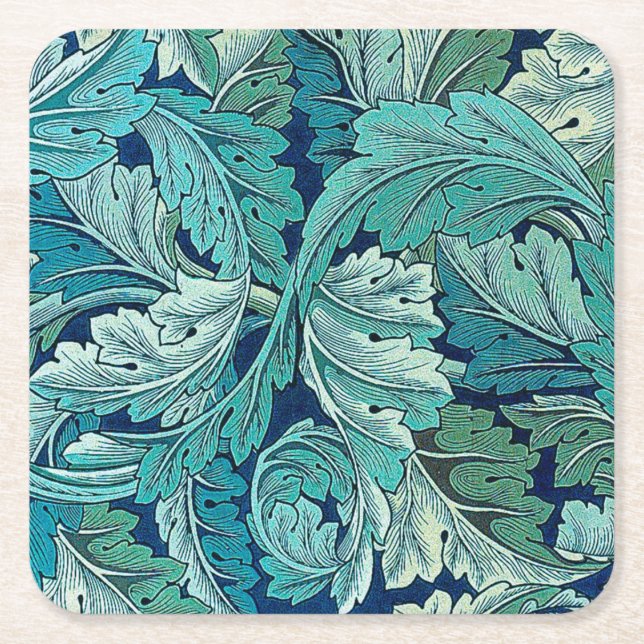 Acanthus Green Square Paper Coaster (Front)
