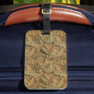 Acanthus Leaves by William Morris, Antique Textile Luggage Tag