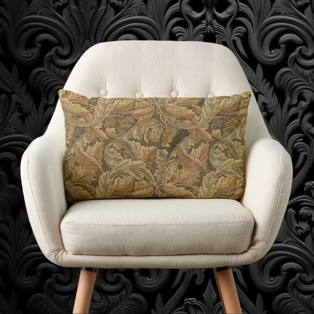 Acanthus Leaves by William Morris, Antique Textile Lumbar Cushion (Acanthus Leaves by William Morris, Antique Textile Lumbar Pillow)