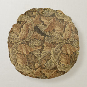 Acanthus Leaves by William Morris, Antique Textile Round Cushion