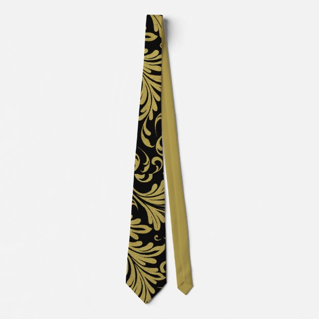 Acanthus Leaves Gold and Black Tie (Front)