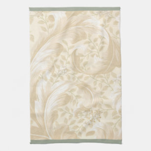 Acanthus Leaves in Soft Beige Tea Towel