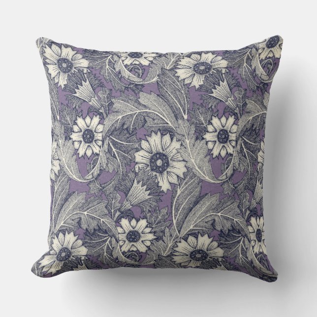 acanthus navy blue violet cushion (Front)
