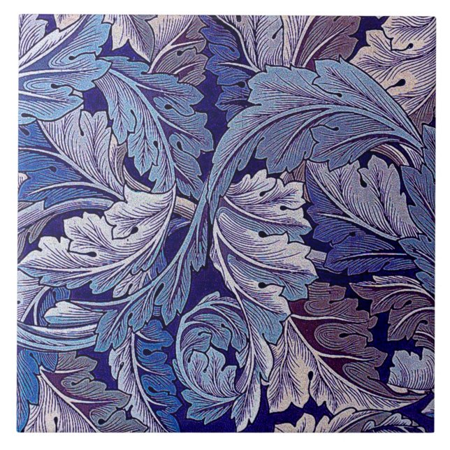 Acanthus Purple, William Morris Tile (Front)
