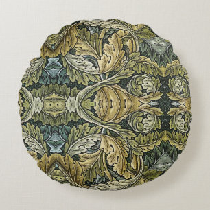 Acanthus Vintage Floral Pattern by William Morris Round Cushion