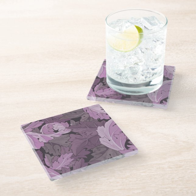 Acanthus, William Morris Glass Coaster (Angled)