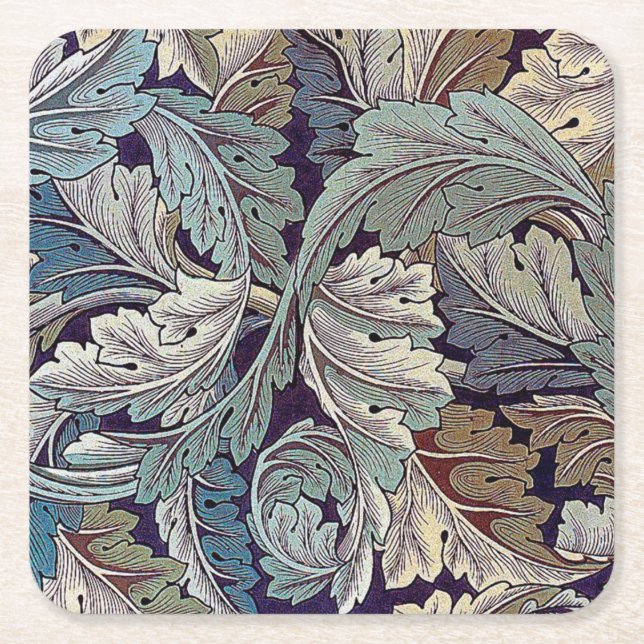 Acanthus, William Morris Square Paper Coaster (Front)