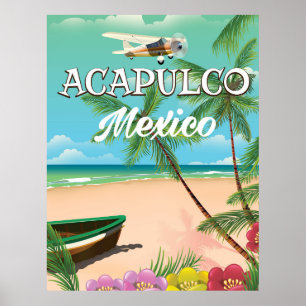 Acapulco Mexico Vintage travel poster