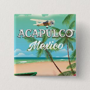 Acapulco Mexico Vintage travel poster 15 Cm Square Badge