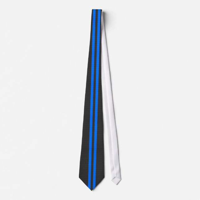 Accent Blue Carbon Fibre Style Racing Stripes Tie (Front)
