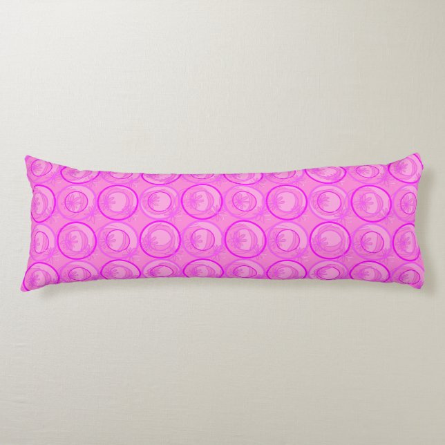 Accent Circles Background Flowers Pink Birthday Body Cushion (Front)