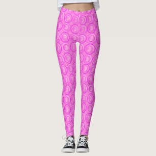 Accent Circles Background Flowers Pink Leggings