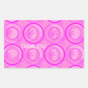 Accent Circles Background Flowers Pink Rectangular Sticker