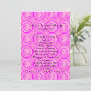 Accent Circles Background Flowers Pink Wedding Programme