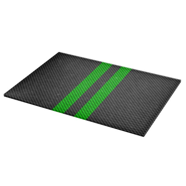 Accent Green Carbon Fiber Style Racing Stripes Cutting Board (Corner)