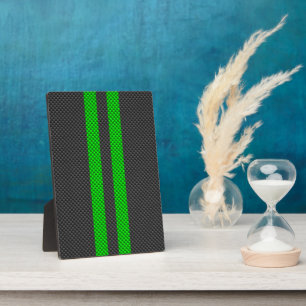 Accent Green Carbon Fibre Style Racing Stripes Plaque