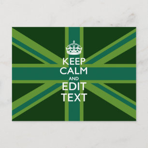 Accent Green Keep Calm And Your Text Union Jack Postcard