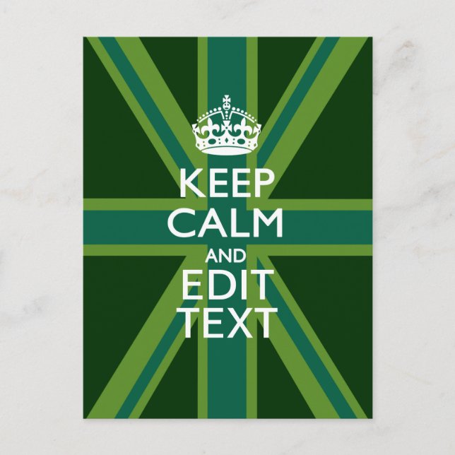 Accent Green Keep Calm And Your Text Union Jack Postcard (Front)