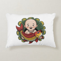 Accent Pillow |  Cute Boy with Lucky Koi