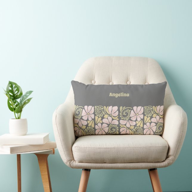 Accent Pillow featuring a modern floral design. (Chair)