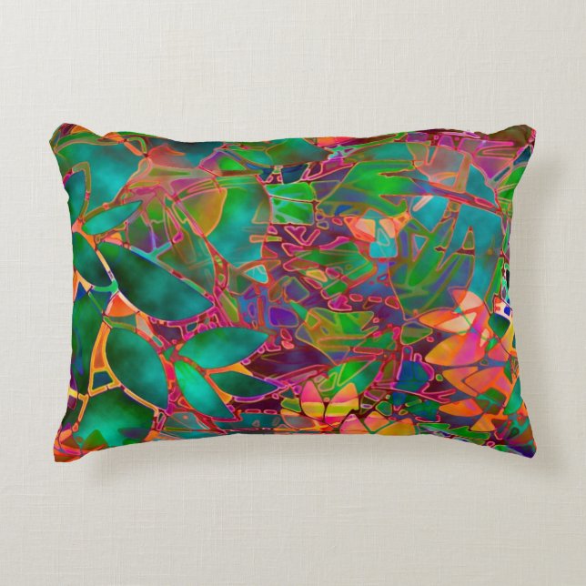 Accent Pillow Floral Stained Glass (Front)