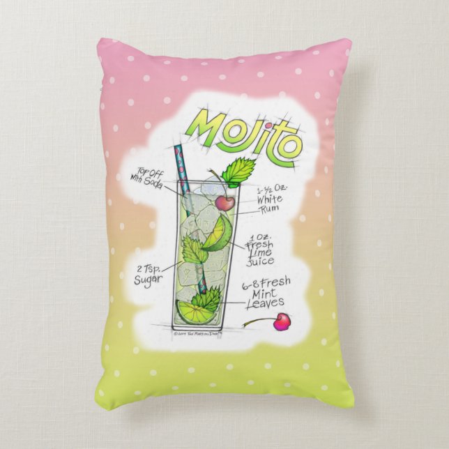 ACCENT PILLOWS - MOJITO RECIPE COCKTAIL ART (Front(Vertical))
