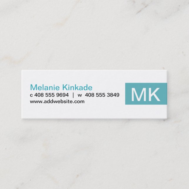 Accent (Teal) Mini Business Card (Front)
