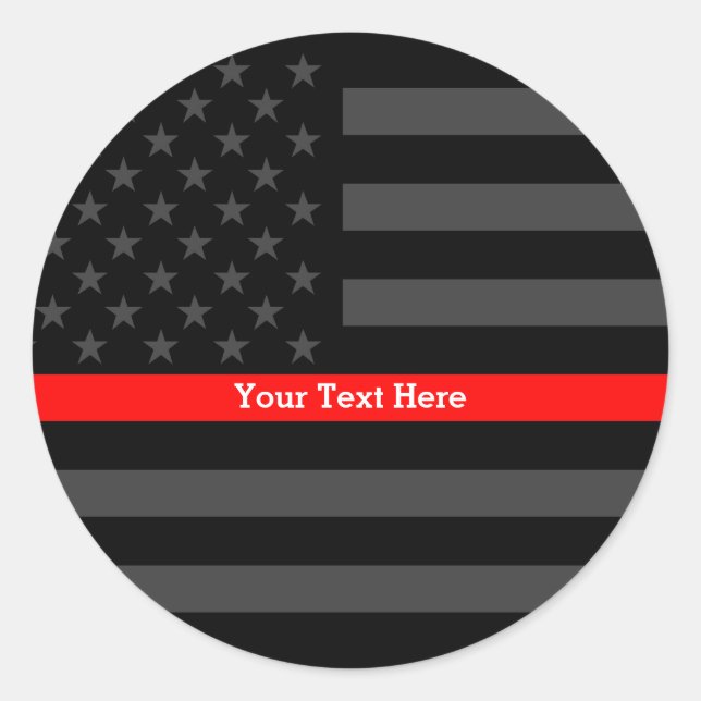 Accent Thin Red Line Personalised Black US Flag Classic Round Sticker (Front)
