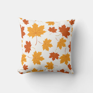 Accent Throw Pillow-Autumn Falling Leaves Cushion