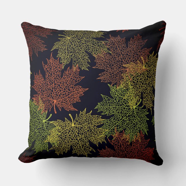 Accent Throw Pillow-Autumn Falling Leaves Cushion (Front)