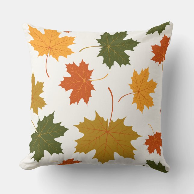 Accent Throw Pillow-Autumn Falling Leaves Cushion (Front)