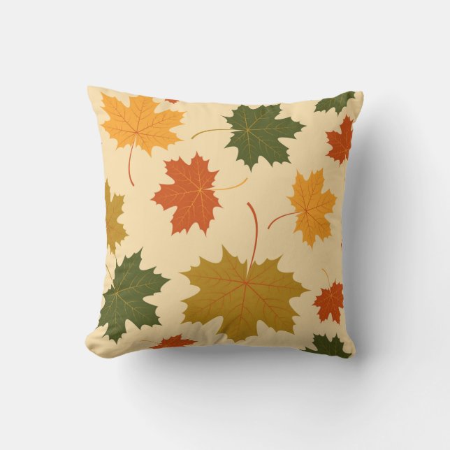 Accent Throw Pillow-Autumn Falling Leaves Cushion (Front)