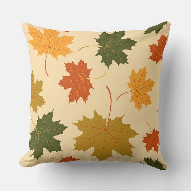 Accent Throw Pillow-Autumn Falling Leaves Cushion (Front)