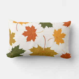 Accent Throw Pillow-Autumn Falling Leaves Lumbar Cushion