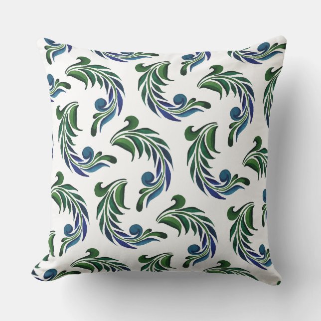 Accent Throw Pillow-Peacock Feathers Cushion (Front)